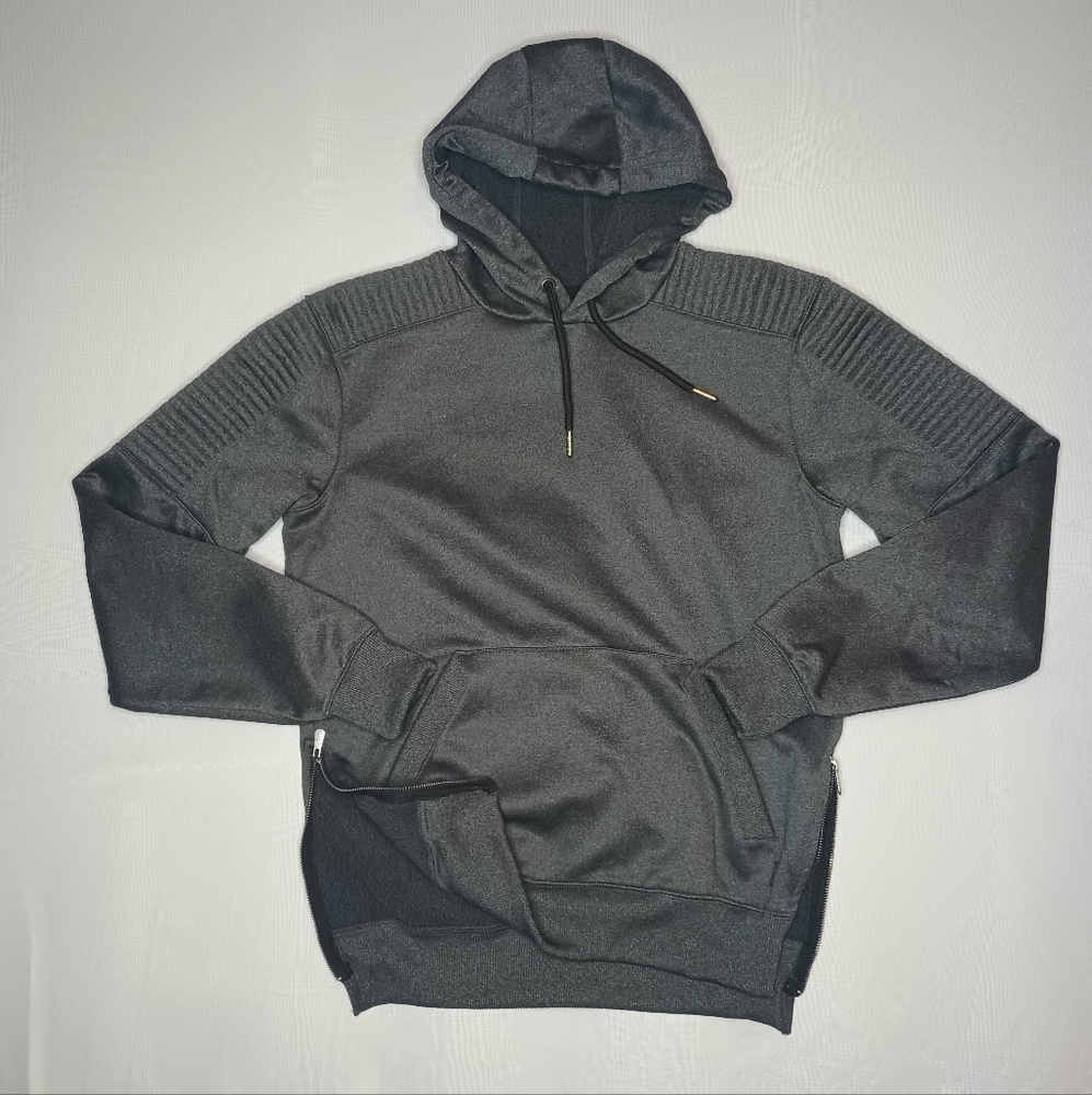 Champs Sports Gear CSG Dual Zip Hooded Sweatshirt Mens Small Padded Shoulder Gry